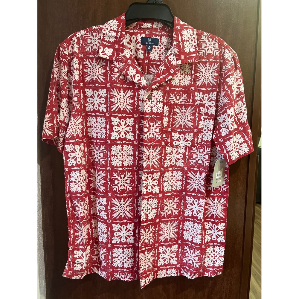 George Men's and Big Men's Holiday Camp Shirt, Size S / F-007